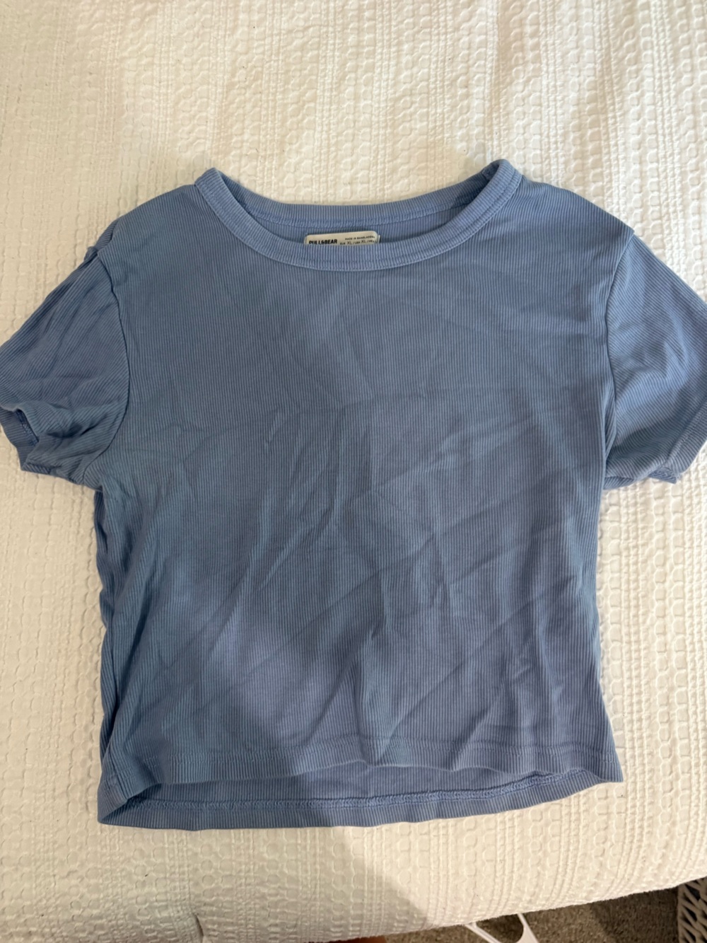 Pull&Bear Pale Blue Ribbed Tee